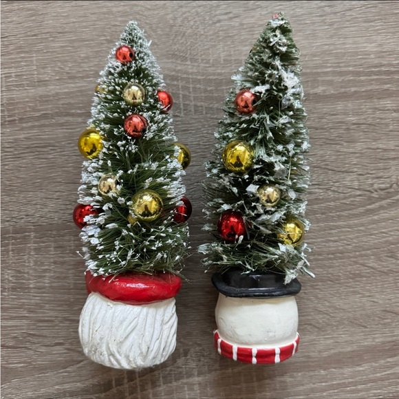 Retro Inspired Christmas Tree Bottle Brush Mugs Santa & Snowman Decor - Picture 2 of 6